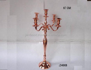 Candelabro de aluminio fundido con acabado de oro rosa para mesa de boda, decoración de fiesta de boda, también disponible en otros acabados - Product Image 2