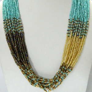 Multi-Layer Link <b>Glass</b> Seed Bead Long Necklace for Evening Party & Anniversary Wear - Product Image 1