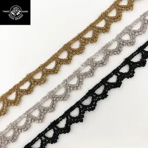 Encaje Químico Ecológico de Alta Calidad, Soluble en Agua, con Brillo Metálico, Mezcla de Cupro/Nailon/Algodón, Marca Rose para Bodas - Product Image 1