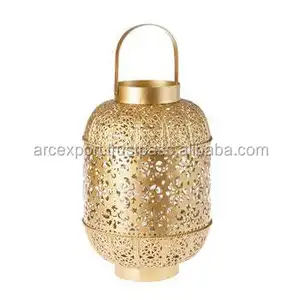 Linterna elegante redonda chapada en oro para decoración Nuevo diseño elegante al por mayor Linterna de metal de la mejor calidad - Product Image 1