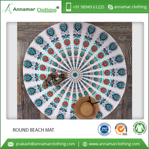 Multi Color Round Beach Mat Custom Cotton Mandala Tapestry - Product Image 5