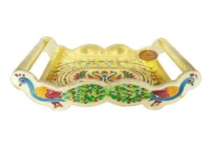 Bandeja de madera con diseño de pavo real doble para MEENAKARI, juego de 6 gafas a juego, G.M. Al mejor precio directo de fabricación - Product Image 3