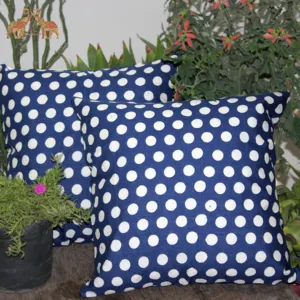 Indigo Cushion Cover, Polka Dot Pillow Case, Zippered, Handcrafted Natural Hand Dyed Living Room Sofa Set