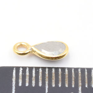 Pyrite poire forme 925 lunette en argent Sterling plaqué or pendentif fabrication de bijoux faits à la main - Product Image 2