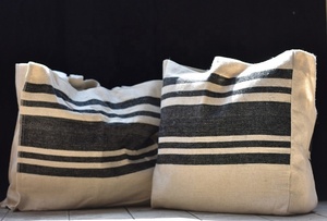 Striped Pattern Linen Cotton <b>Tote</b> <b>Bag</b> Natural Colour - Product Image 6