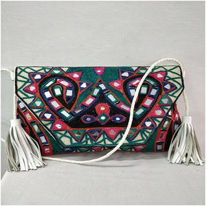 <b>Vintage</b> Designer Indian Ethnic <b>Clutch</b> Purse for Women with Banjara Motifs Hand Embroidery & Beading - Product Image 1