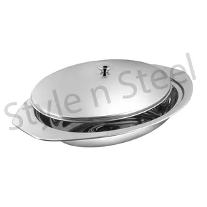 ตาชามที่มีฝาครอบสแตนเลสทนความร้อนแก้ว Chafing จานที่มีผู้ถือสำหรับตลาดอาหรับ - Product Image 1