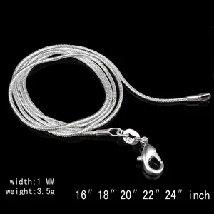 Daochong Custom Hot Sale Luxury Unisex Snake Necklace Silver Jewelry Snake Chain Necklace 16 18 20 22 24 Inch