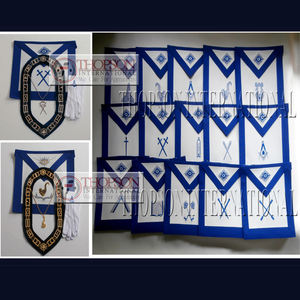 Tela de cinta de algodón de imitación de cuero bordada hecha a máquina Senior Warden delantal Collar artesanía tradicional Masonic Regalia para - Product Image 4