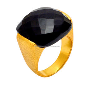Natural <b>Black</b> Onyx Gemstone Gold Plated 925 Sterling Silver <b>Ring</b> Round Shape Handmade Silver <b>Ring</b> Fashionable <b>ring</b> For Unisex - Product Image 1