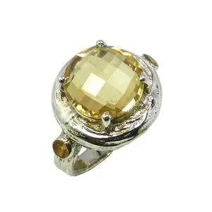 สวยออกแบบ925เงินสเตอร์ลิงซิทรินแหวนเพชรพลอยแหวนแต่งงานชุด925เงินสเตอร์ลิงสำหรับทุกพรรค - Product Image 1