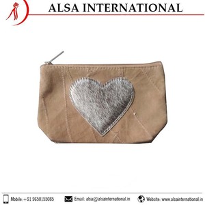 Sacs de maquillage en cuir de meilleure qualité conçus sur mesure en vrac bougeoirs fabriqués exportés de l'Inde Style élégant pour dames - Product Image 3