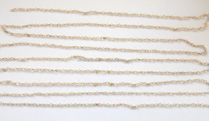 Cuentas Rondelle de 3-4mm chapadas en oro de cristal Natural hechas a mano CADENA DE Rosario envuelta en alambre accesorios y componentes de joyería - Product Image 5