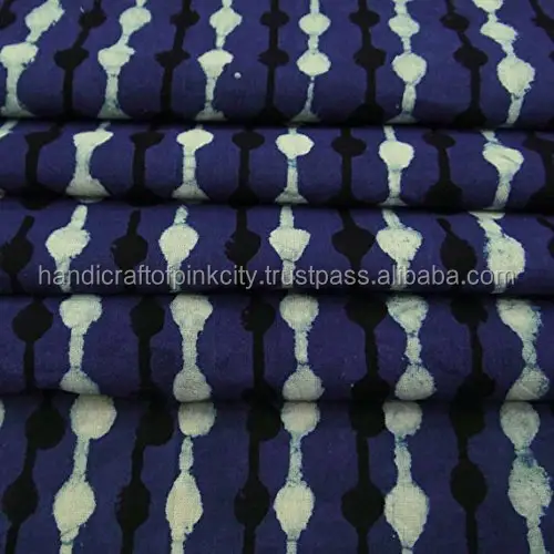 Tela de algodón azul Indigo para correr, tejido de tela de Batik Dabu, hecho a mano, decorativa