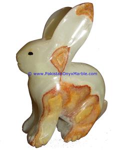Estatua de Conejo Pequeña y Hermosa, Artesanía de Mármol de Ónix Natural para Jardín o Hogar - Product Image 1