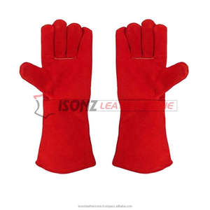 <b>Red</b> Hand Cow Split Leather Safety <b>Gloves</b> Anti-Cut Anti-Impact Anti-Slip Anti-Heat - Product Image 3