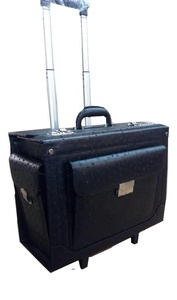 กระเป๋ารถเข็นหนังแท้สไตล์โบฮีเมียนรูปแบบเรขาคณิตสำหรับเดินทางพร้อมฝาปิดซิป - Product Image 2