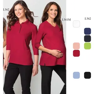 Port Authority Ladies Silk Touch 3/4-Sleeve Polo - 65/35 poly cotton, 4-button placket, has side vents and comes with your logo