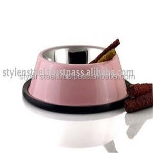 ชามอาหารสุนัขทำจากโลหะสำหรับเดินทางชามอาหารสุนัขกันลื่นมีสีด้านล่างกันลื่นมีสี250มล. ทำจากสแตนเลส - Product Image 2