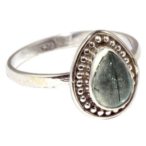 Bagues en argent Sterling 925 en forme de poire noire Rutile, bijoux en argent Sterling 925, vente en gros - Product Image 1