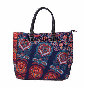 กระเป๋าช้อปปิ้งทำมือผ้าฝ้ายลายขวางสไตล์อินเดียวินเทจกระเป๋าสะพายไหล่กระเป๋าเงินแมนดาลาสำหรับผู้หญิง - Product Image 4