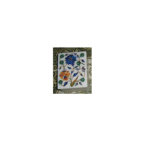 Boîtes à bijoux en marbre blanc poli avec incrustations - Product Image 1