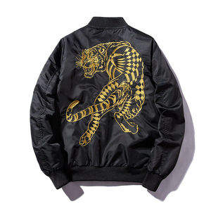 Chaqueta Bomber bordada para hombre, chaqueta de vuelo con estampado bordado de tigre blanco dorado, acolchada - Product Image 2