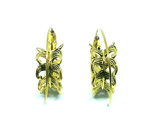 Pendientes espirales de latón con acabado dorado hechos a mano para mujer, diseño de aro con incrustaciones de diamantes para regalo de fiesta de boda, novedad de 2021 - Product Image 5