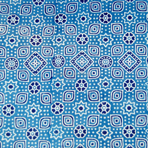 Tela de gasa de algodón hecha a mano Sanganeri, Material impreso en madera azul índigo ligero para niños, cubierta de cortina de confección - Product Image 3