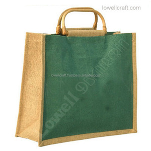 Lowellcraft Eco-Friendly Jute Shopping <b>Bag</b> with Long Handles and Zipper Closure Extra Large Size for Daily Use - Product Image 2
