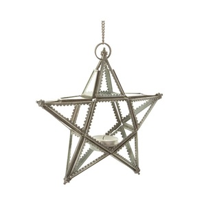 Lanternes et pots à bougies suspendus en fer faits à la main pour la décoration de la maison ajoutant une ambiance étoilée à votre espace - Product Image 1