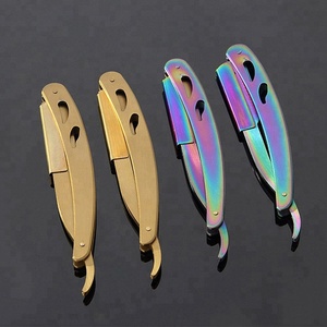 Maquinilla de afeitar recta con mango de Metal profesional para cara y cuerpo, maquinilla de afeitar de peluquero negra mate para uso en salón - Product Image 4