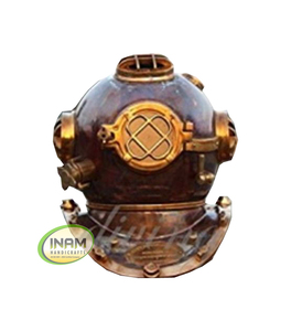 Réplique de casque de plongée nautique en fer et en laiton pour la décoration de la maison, de bureau (hauteur totale 10 pouces) complètement faite à la main. - Product Image 1