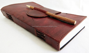 Diario ejecutivo personalizado de cuero genuino, diario de viaje con pluma de estilo de Bambú - Product Image 4