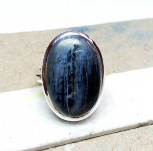 แหวนเพชรธรรมชาติทรงสี่เหลี่ยมรูปวงรีทรงลูกแพร์แฟนซีแหวนเพชรธรรมชาติสไตล์อินเดีย925เงินสเตอร์ลิงสีฟ้า - Product Image 2