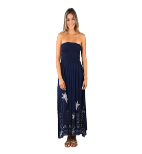 Vestido maxi de tubo bordado de rayón con lazo y tinte exclusivo para ocasión de verano y fiesta en la playa Vestido largo de tubo para mujer - Product Image 2