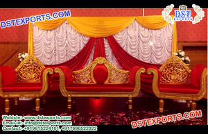 ล่าสุด Mehndi เวทีโซฟาสีฟ้ารอยัลตั้งผู้ผลิตเฟอร์นิเจอร์จัดงานแต่งงานเอเชียอินเดียจัดงานแต่งงานไม้แกะสลักโซฟา - Product Image 4