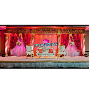 เสาเกลียวที่สวยงามเวทีแต่งงานล่าสุดเวทีแต่งงานชุดสำหรับการขายอินเดียรับจัดงานแต่งงานตกแต่งเวที - Product Image 1