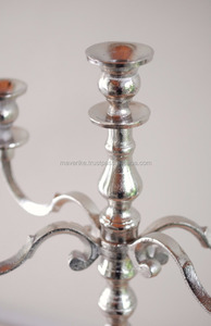 เชิงเทียน5แขนโลหะสีเงินหรูหราสำหรับงานแต่งงานและงานเลี้ยงอาหารค่ำของตกแต่งบ้านเชิงเทียน - Product Image 2