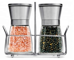 150ML 5oz Empty SALT Grinder/ Glass Bottle with <strong>Mills</strong>/Pepper Shakers with Stainless Steel Hand Grinder - Product Image 2
