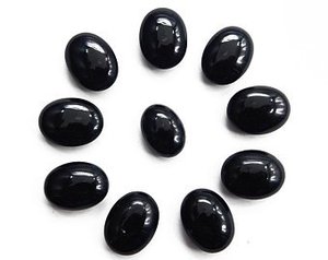 Natural <b>Black</b> <b>Onyx</b> Oval Brilliant Cut Cabochon Loose Gemstone Jewelry Making Stone All Sizes Available with Flat Back Side - Product Image 2