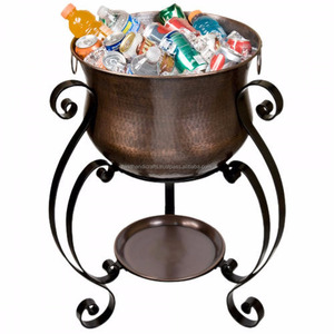 Seau à glace en laiton moderne vintage de luxe rond porte-vin en cuivre champagne avec support Antique Laser Logo Design élégant - Product Image 2