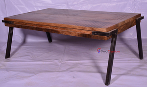 Table basse créative en bois massif Jodhpur pieds en métal design industriel fait à la main mobilier de salon écologique solide et durable - Product Image 2