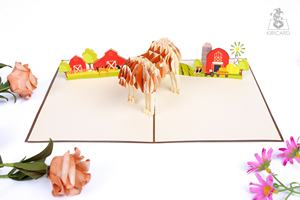 Fabricant vietnamien artisanat belle vache 3D Pop up carte de voeux carte en papier pour toutes les occasions d'anniversaire - Product Image 4
