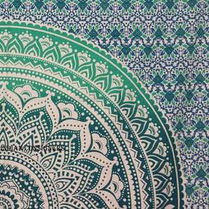 Tapisserie Ombre Mandala Vert Couleur Coton Literie Taille Jumelle Couvre-lit Tenture Murale Décor À La Maison À La Main Par Des Expéditeurs Indiens - Product Image 4