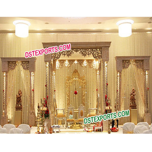 Mandap en bois de style Rajasthani pour mariage, dernier modèle de mandap en bois sculpté pour mariage, mandap traditionnel en bois pour mariage indien, décoration d'événements au Canada - Product Image 1