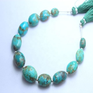 Turquoise Arizona Naturelle Forme Ovale Lisse Perles de 8 Pouces - Product Image 2