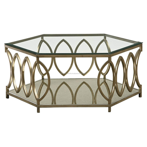 โต๊ะกลางกรอบโลหะสีทองพร้อมกระจกเฟอร์นิเจอร์ห้องนั่งเล่นหรูหราสำหรับใช้ในบ้าน - Product Image 1