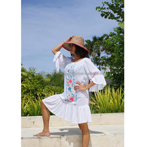 Último Estilo Bohemio Gitano con Volantes en Todas Partes, Túnica Sexy con Hombros Descubiertos, Vestido Mini de Fiesta Bordado Boho, Sensual y Atractivo - Product Image 1