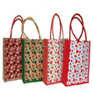 Geometric Pattern Reusable Extra Large Handled Jute Shopping <b>Bag</b> by LOWELLCRAFT - Product Image 6